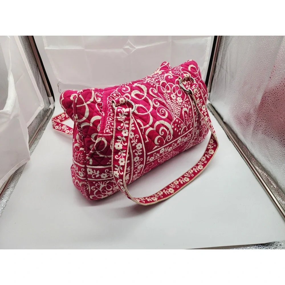 Retired Vera Bradley Twirly Birds Pink Shoulder Handbag - Picture 2 of 10